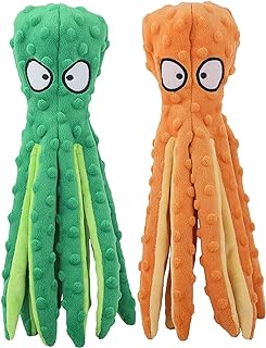 HGB Squeaky Dog Toys, Octopus No Stuffing Crinkle Plush Dog Toys to Keep Them Busy, Durable Interactive Dog Chew Toys for Puppy Teething, Large Dog Toys for Large Medium Small Breeds, Pet Toys, 2 Pack