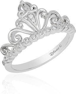 Jewelili Enchanted Disney Fine Jewelry 14K White Gold 1/10 Cttw Natural White Round Diamonds Cinderella Carriage Ring