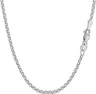 Jewelry Affairs 14k White Gold Round Rolo Link Chain Necklace, 2.3mm