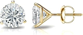 IGI Certified 1/4 to 5 Carat Lab Grown Diamond Round Stud Earrings for Women in 14k Gold or Platinum (E-F Color, SI1-SI2 Clarity, cttw) 3-Prong Martini Set Round Cut Screw Back Studs by Diamond Wish
