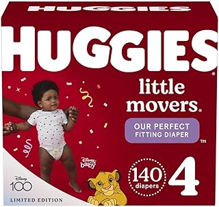 Huggies Size 4 Diapers, Little Movers Baby Diapers, Size 4 (22-37 lbs), 140 Count
