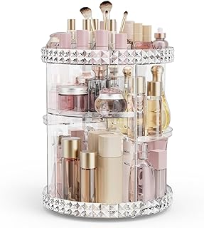 Rosoenvi Rotating Makeup Organizer, 360° Spinning Skincare Organizers, Adjustable Layer Cosmetic Storage Lazy Susan Makeup Organizers for Dresser Bathroom, Medium