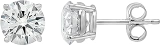 14K White Gold 1.00-6.50 Carat Prong Set Round-cut Lab Grown Diamond Solitaire Stud Earrings (J, VS2-SI1) by La4ve Diamonds | Fine Jewelry for Women | Gift Box Included