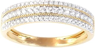 DZON 14k Gold 1/4ct TDW Triple Row Diamond Wedding Band for Women(I-J, I2)
