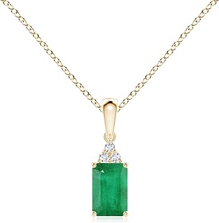 Angara Natural Emerald Solitaire Pendant Necklace for Women, Girls in 14K Solid Gold/Platinum/Sterling Silver | May Birthstone | Jewelry Gift for Her | Birthday|Wedding Anniversary