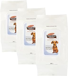 Cocoa Butter Refreshing Dog Wipes, 100 Ct - 3 Pack | Cocoa Butter Wipes for Dogs | Paraben & Phthalate Free Dog Grooming Wipes for Dogs, Palmers Dog Bath Wipes