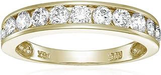 VIR JEWELS 1 cttw Diamond Wedding Anniversary Band for Women Half Eternity Diamond Engagement Ring 14K Yellow Gold Channel Set SI2-I1 Clarity Certified Size 4.5-10