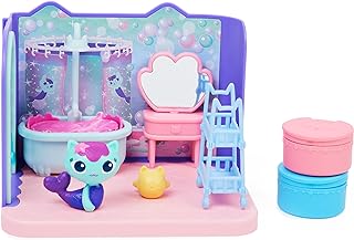 Gabby's Dollhouse, Primp and Pamper Bathroom with Mercat Figure, 3 Accessories, 3 Furniture and 2 Deliveries, Kids Toys for Ages 3 and up