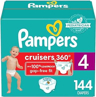 Pampers Cruisers 360 Diapers - Size 4, 144 Count, Pull-On Disposable Baby Diapers, Gap-Free Fit