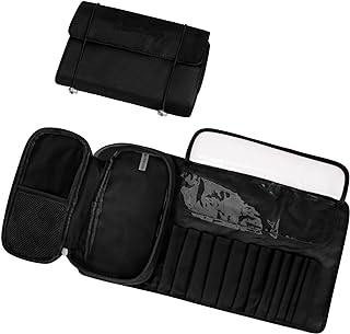 GoodSing Makeup Brush Organizer Bag, 2 IN 1 Cosmetic Bag for Storage Brushes Eyeshadow Concealer Blush, Portable Waterproof Makeup Brushes Storage Bag