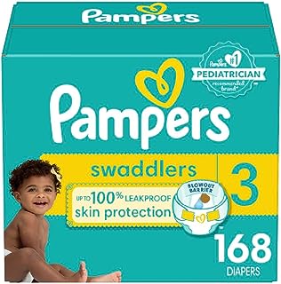 Pampers Swaddlers Diapers - Size 3, 168 Count, Ultra Soft Disposable Baby Diapers