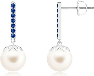 ANGARA Natural Freshwater Cultured Pearl Drop Earrings for Women Girls in Sterling Silver/14K Solid Gold | June Birthstone Jewelry Gift for Her | Birthday | Wedding | Anniversary