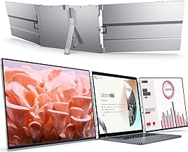 LIMINK LK14 Al Alloy Portable Triple Monitor for 13-16" Laptop | 14" 1200P IPS 2 FreeSync Frameless Freestanding Tri-Screen Extender with Kickstand | MacOS & Wins Compatible | Powered by USB-C & HDMI