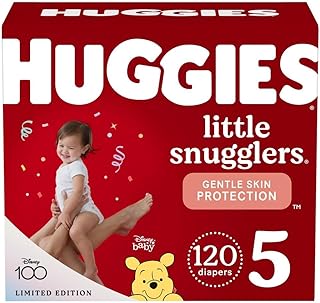 Huggies Size 5 Diapers, Little Snugglers Baby Diapers, Size 5 (27+ lbs), 120 Count