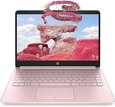 HP Premium 14-inch HD Thin and Light Laptop, Intel Quad-Core Processor, Long Battery Life, Webcam, Bluetooth, Wi-Fi, Portable SSD, Pink, Win 11 + 1 Year Microsoft 365 (16GB RAM | 320GB Storage)