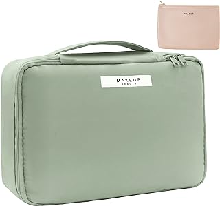 Queboom Travel Makeup Bag Cosmetic Bag Makeup Bag Toiletry bag for women and girls (Green)