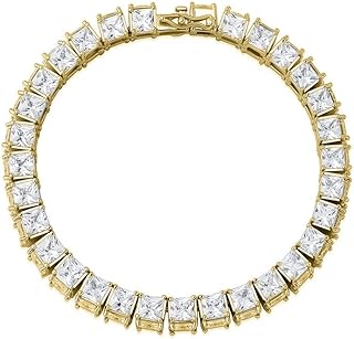 RONALREL 14K Gold Moissanite Tennis Chain Bracelet,Hip Hop Style Three Sides Moissanite Diamond Bracelet,Fine Jewelry Gift for Him