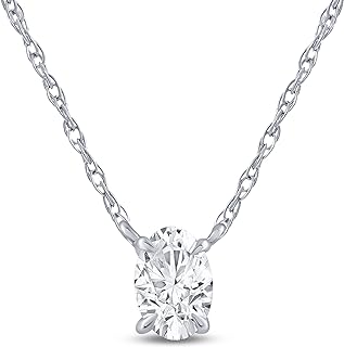 La Joya 1/2 Carat Diamond Necklaces for Women | GH VS/SI Lab Grown 14K White Gold Diamond Pendants | Solid Gold Chain Included | Variety of Shapes to Choose From