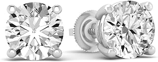 1/2 Carat - 5 Carat Lab Grown Diamond | 14K White Gold Four prong Lab-Grown Diamond Solitaire Stud Earrings | screw back | D-E color and VS1 clarity | ARAIYA FINE JEWELRY