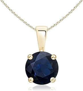 Angara Natural Blue Sapphire Solitaire Pendant Necklace for Women, Girls in Sterling Silver / 14K Solid Gold/Platinum September Birthstone, Jewelry Gift for Her, Birthday, Wedding, Anniversary