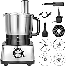 Davivy 12 Cup Food Processors, 304 Stainless Steel Bowl Professional Food Processor,6 Blades 9 Functions Vegetable Chopper for Home Use,Stepless Variable Control,Black,600W