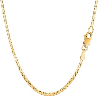 Jewelry Affairs 14k Yellow Solid Gold Mirror Box Chain Necklace, 1.7mm