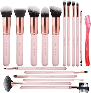 Real Perfection 16pcs Makeup Brushes Set with 1 Eyebrow Razor Premium Synthetic Foundation Blending Face Powder Eye Shadow Concealer Make Up Brushes Tool Kit