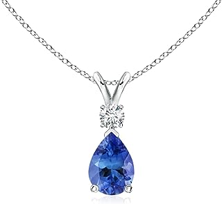 Angara Natural Tanzanite Solitaire Pendant Necklace for Women, Girls in 14K Solid Gold/Platinum/Sterling Silver | December Birthstone | Jewelry Gift for Her | Birthday|Wedding Anniversary