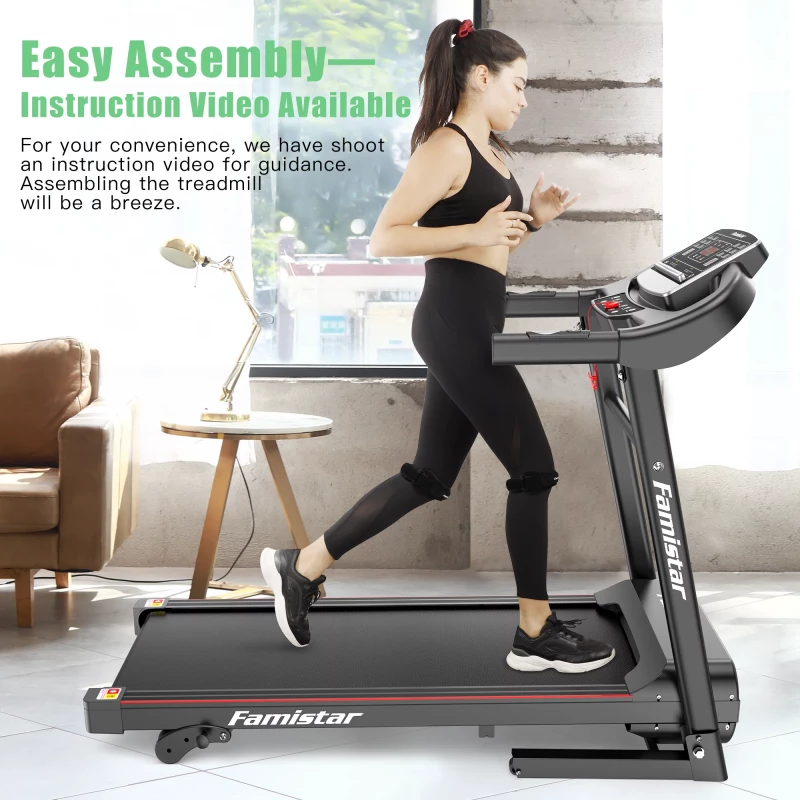 Treadmill for Home, Portable Folding Electric Exercise Treadmill with Adjustable Incline, 12 Programs 3 Modes, 265 lb Capacity, 7.5MPH Speed, Music Speaker, Running Walking Jogging