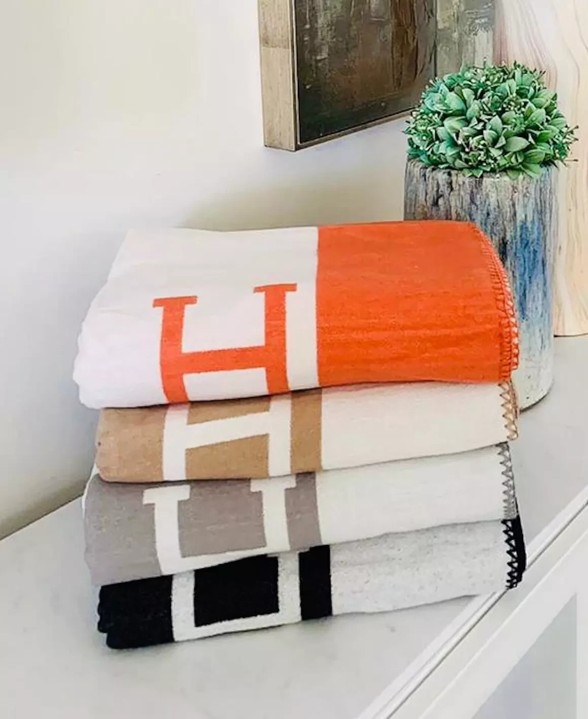 Cashmere Monogram H Home Decor Blankets & Throw Blankets Gifts Decor Blanket