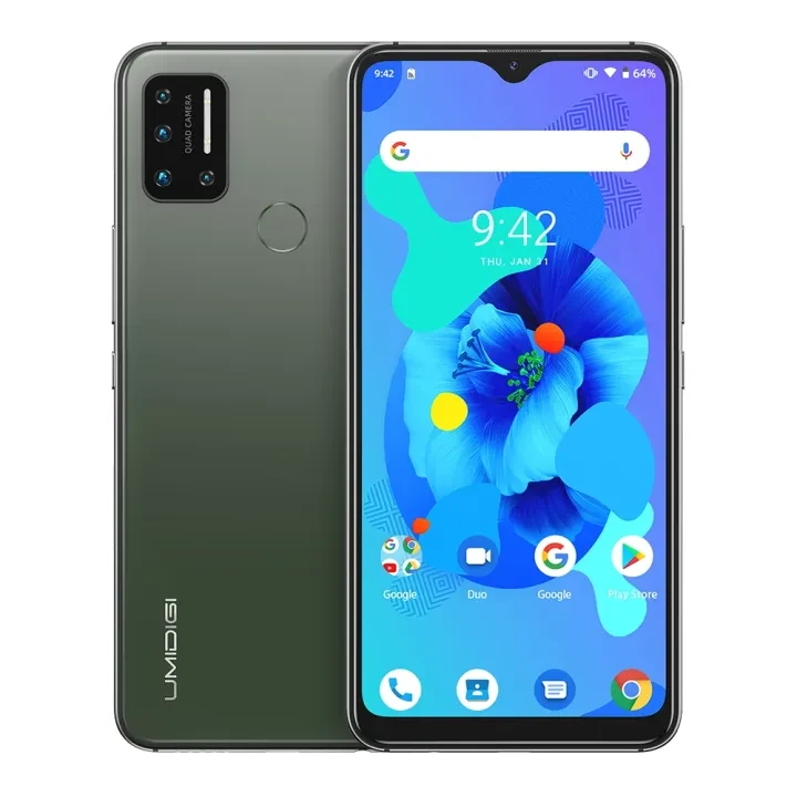 UMIDIGI A7, 4GB+64GB, Quad Back Cameras, 4150mAh, Face ID & Fingerprint Identification, 6.49 inch Android 10 Mediatek Helio P20 Octa Core up to 2.3GHz, Network: 4G, OTG(Green)