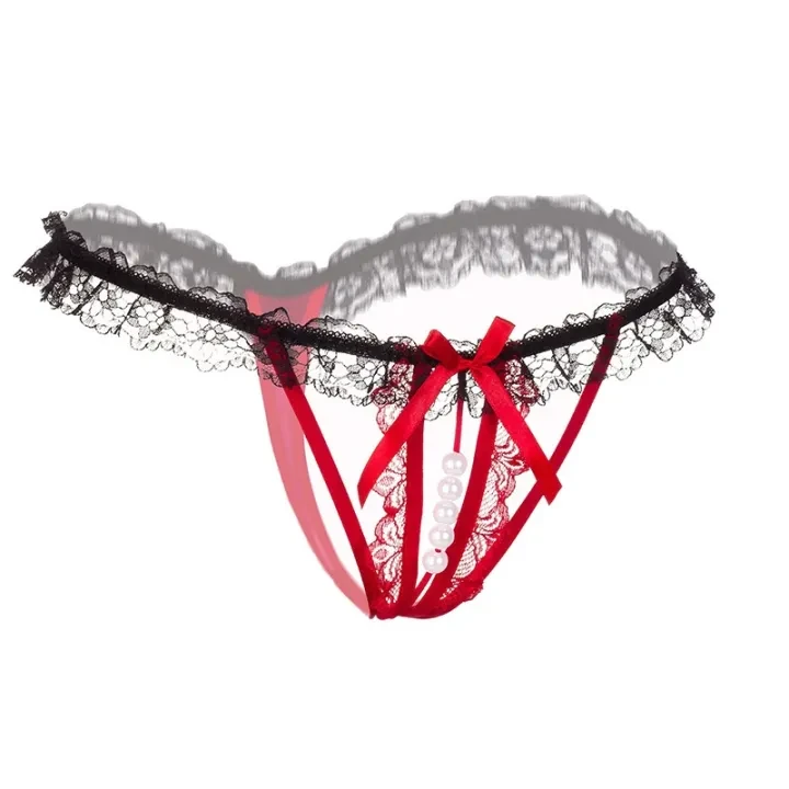 Sexy Women 39;s Panties Lingerie G String Thongs Lace Underwear Female Perspective Women 39;s Thong Pearl Panties Transparent Knickers