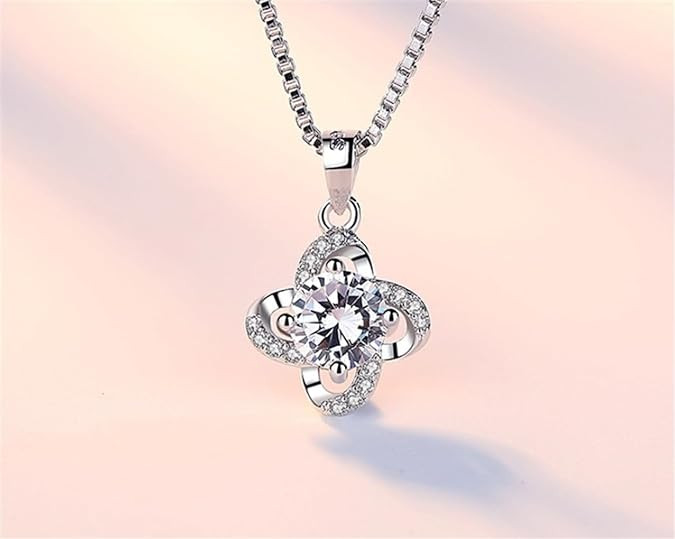 Diamond Pendant Necklace for Women,1Carat Moissanite Sterling Silver Necklace for Girls Mothers Day Anniversary Birthstones Jewellery