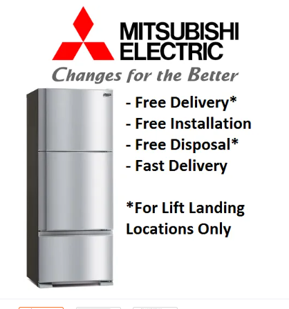 MITSUBISHI MR-V50E2G 358L STAINLESS STEEL 3 DOOR TOP FREEZER REFRIGERATOR