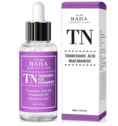 Cos De BAHA TN 60ml Serum-Tranexamic 5% Niacinamide(Vitamin B3) 5% Facial Serum 60ml-Face Freckles Brightening Whitening Skin Lightening Hyperpigmentation Acne Marks Pores Remove Melasma Age Dark Spot